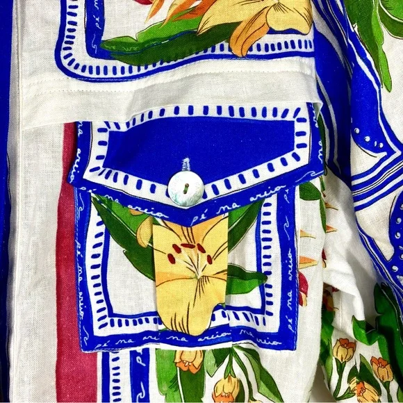 *SOLD* Farm Rio Tropical Destination Midi Linen Blend Shirt Dress Small NWT - Picture 12 of 17